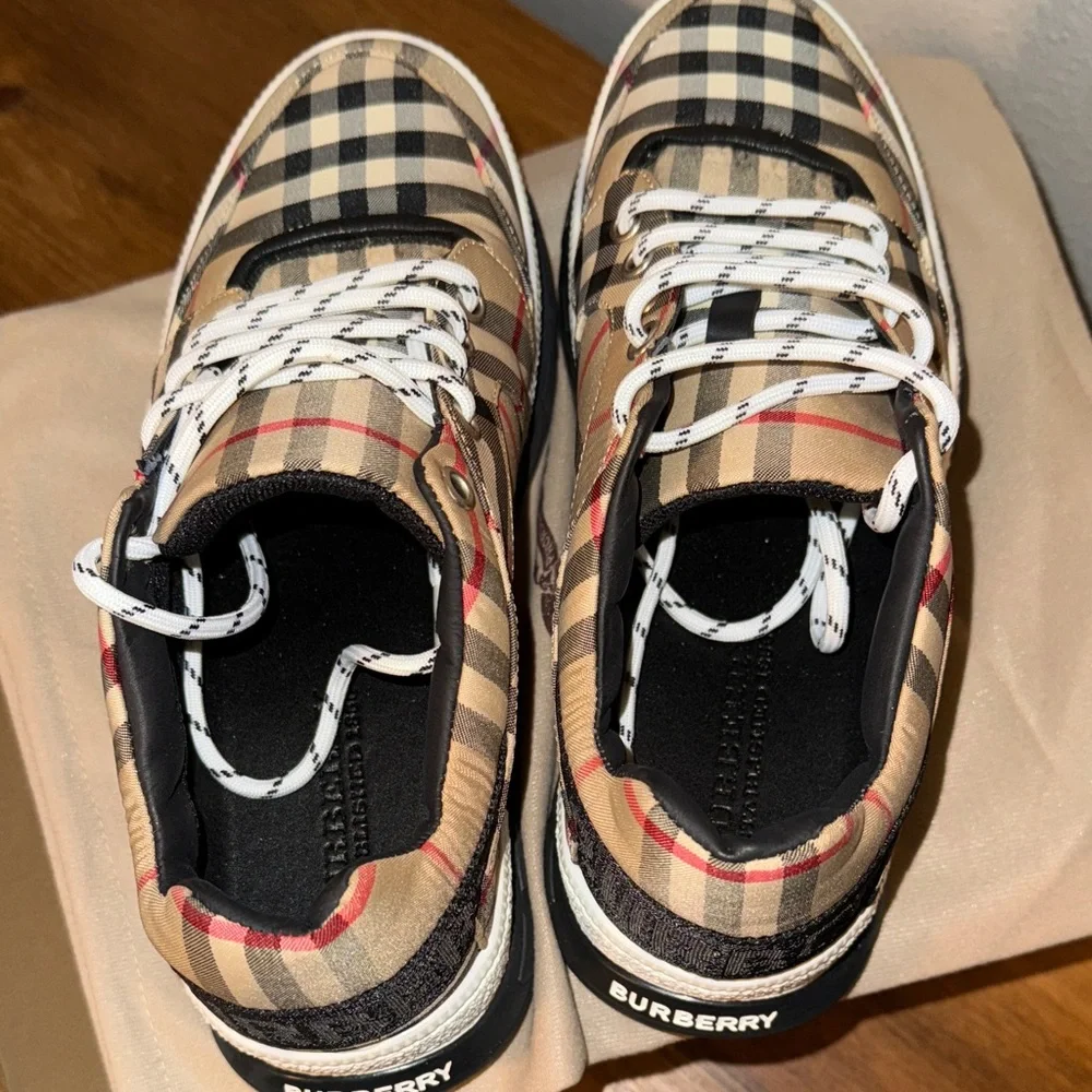 Burberry Beige and Black Check Sneakers - Picture 6 of 8